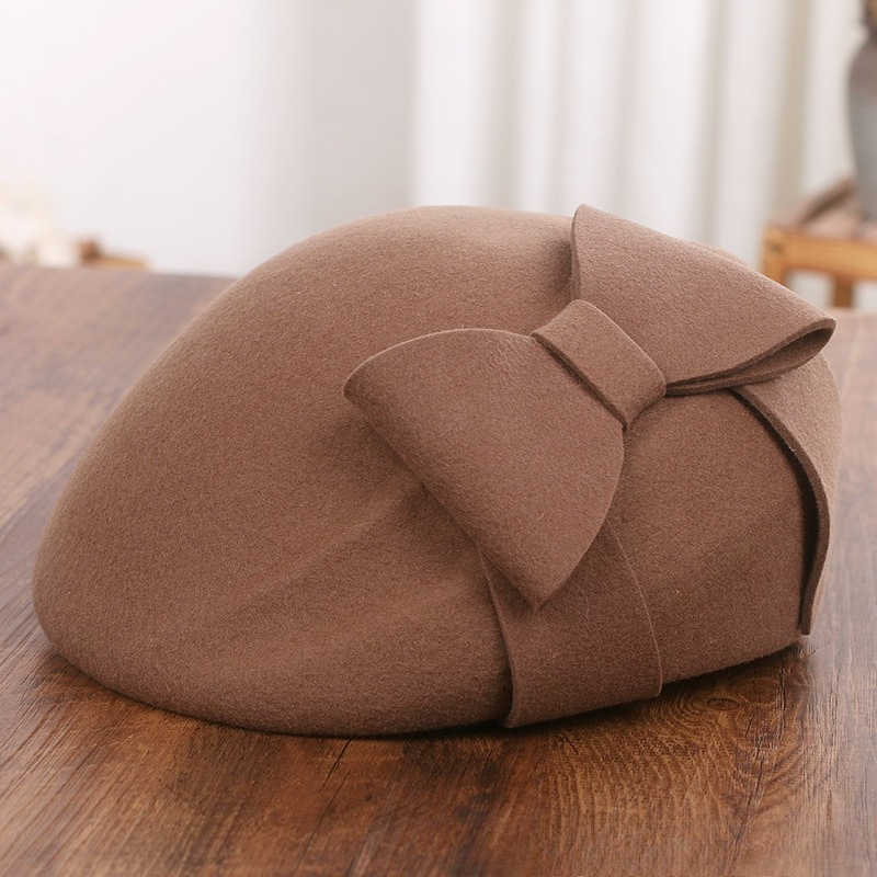 프랑스 우아한 메쉬 보우 울 베레모 여성용 부드럽고 따 - Fedora Hat Wool 리뷰 및 가격