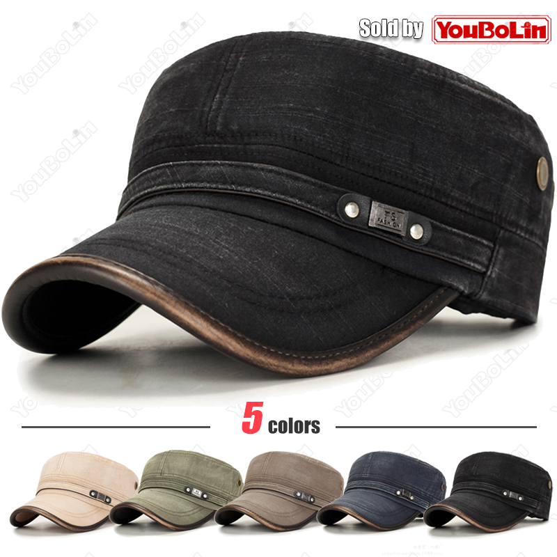 가죽 브림 워시 디스트레스드 코튼 조절 가능한 군사 학 - Dad Hat Cotton 리뷰 및 가격