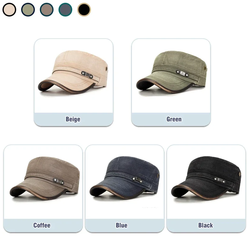 가죽 브림 워시 디스트레스드 코튼 조절 가능한 군사 학 - Dad Hat Cotton 리뷰 및 가격